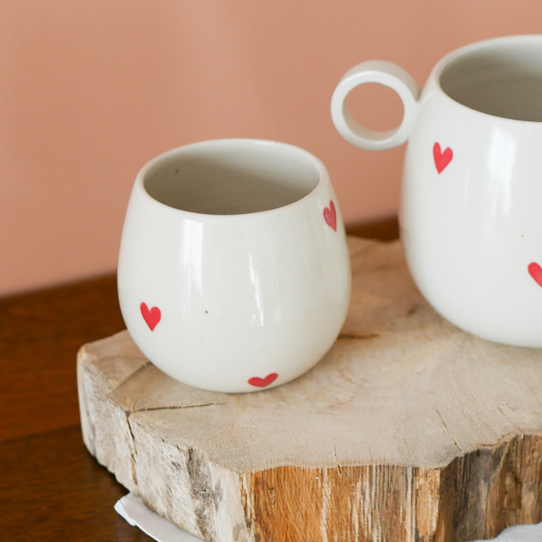 Tasse à café Coeur rouge - Bleu Nuit Céramique